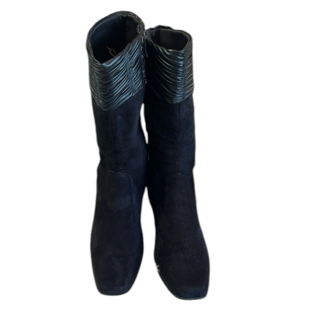 Piccadilly Women’s Elegant Black Suede Mid-Calf Heeled Boots Size 9.5 US